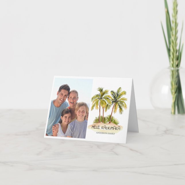 Mele Kalikimaka Photo Hawaiian Christmas Holiday Card (Front)