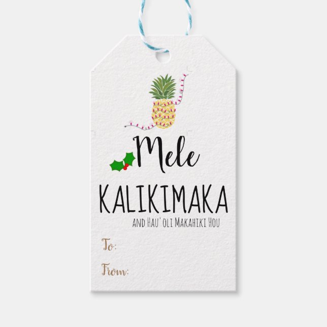 Mele Kalikimaka Pineapple Christmas Gift Tag (Front)