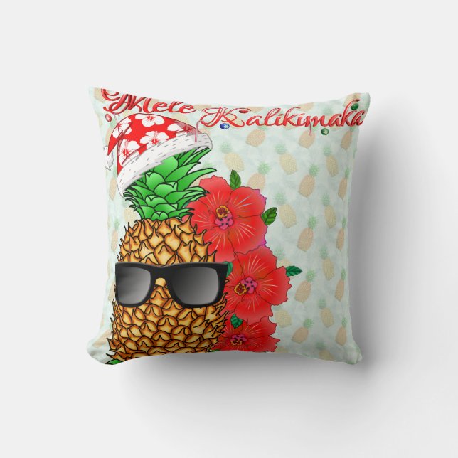Mele Kalikimaka Pineapple Cushion (Front)