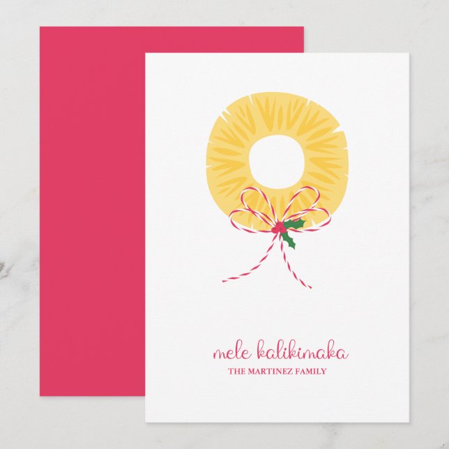 Mele Kalikimaka Pineapple Flat Holiday Card (Front/Back)