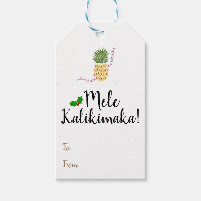 Mele Kalikimaka Pineapple Gift Tag (Front)