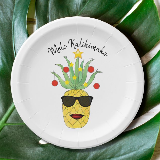 Mele Kalikimaka Pineapple Paper Plate (Creator Uploaded)