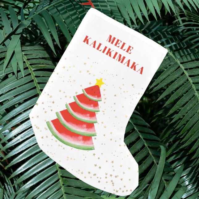 Mele Kalikimaka Red Watermelon Tree Small Christmas Stocking (Creator Uploaded)