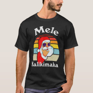 Mele Kalikimaka Retro Christmas Santa Shaka Hawaii T-Shirt