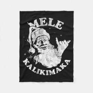Mele Kalikimaka Retro Hawaii Santa Aloha Christmas Fleece Blanket