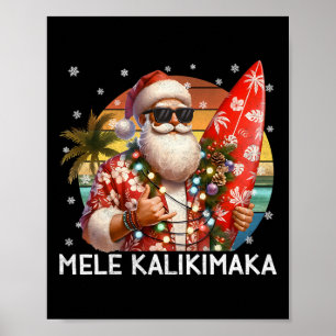 Mele Kalikimaka Retro Santa Rock On Pjs Christmas  Poster