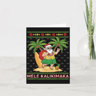 Mele Kalikimaka Retro Santa Shaka Hawaii Ugly Chri Card