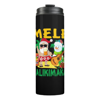 Mele Kalikimaka Santa Claus Snowman Funny Christma Thermal Tumbler