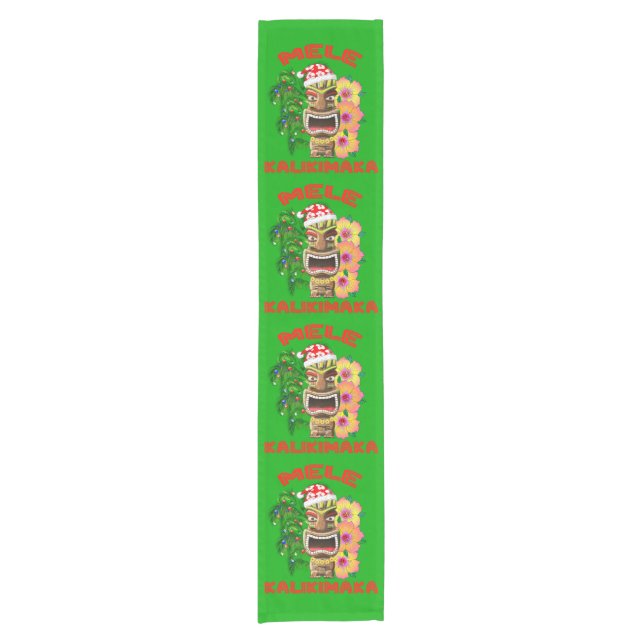 Mele Kalikimaka Santa Claus Tiki Short Table Runner (Front)