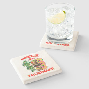 Mele Kalikimaka Santa Claus Tiki Stone Coaster