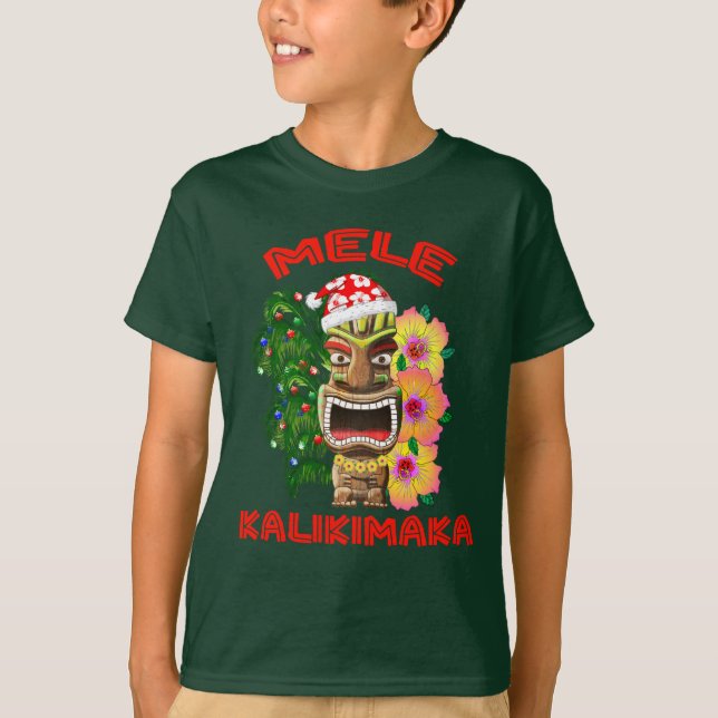 Mele Kalikimaka Santa Claus Tiki T-Shirt (Front)