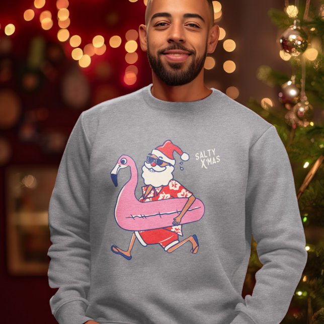 Mele Kalikimaka Santa Flamingo Christmas Getaway Sweatshirt (Mele Kalikimaka Santa Flamingo Christmas Getaway Sweatshirt)