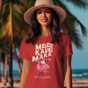 Mele Kalikimaka Santa Flamingo Christmas Getaway T T-Shirt