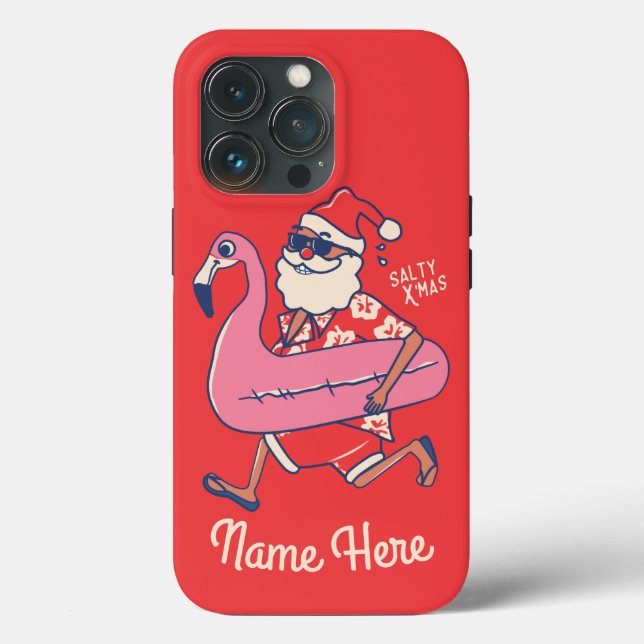 Mele Kalikimaka Santa Flamingo Christmas Getaways Case-Mate iPhone Case (Back)