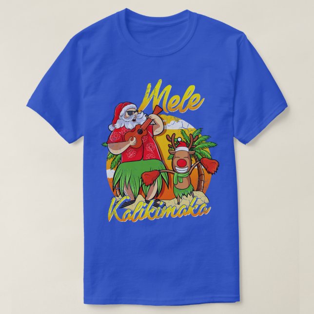 Mele Kalikimaka Santa Hawaiian Christmas In July H T-Shirt (Design Front)