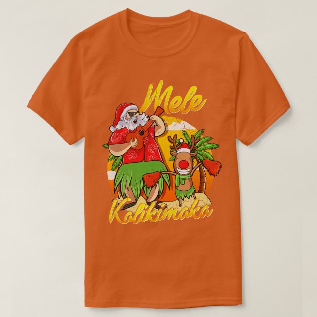 Mele Kalikimaka Santa Hawaiian Christmas In July H T-Shirt (Design Front)