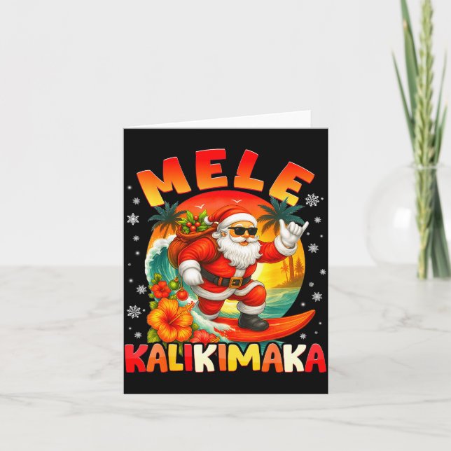 Mele Kalikimaka Santa Rock On Hawaii Christmas Xma Card (Front)