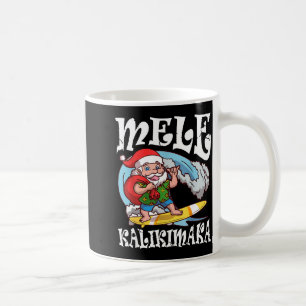 Mele Kalikimaka Santa Surfing Hawaii Christmas Coffee Mug
