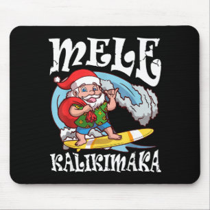 Mele Kalikimaka Santa Surfing Hawaii Christmas Mouse Pad