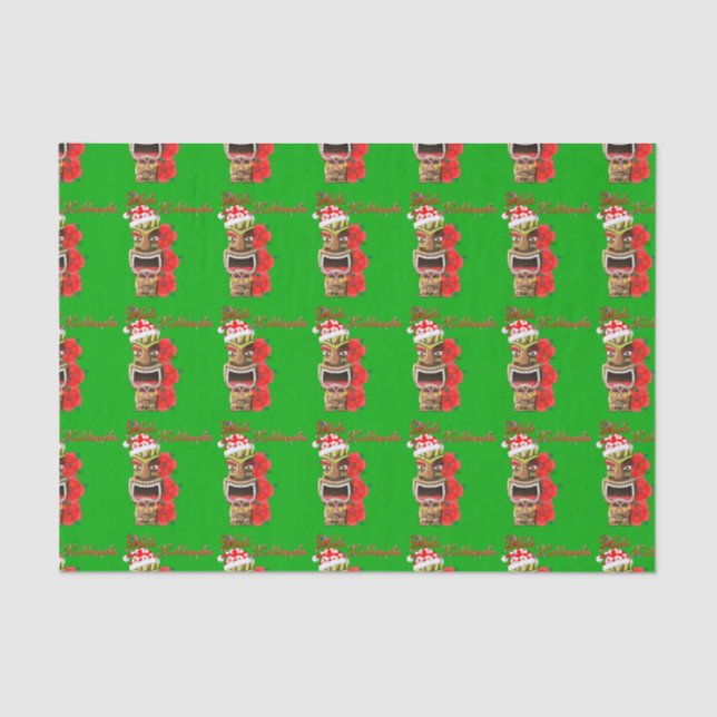 Mele Kalikimaka Santa Tiki Tissue Paper (Front)