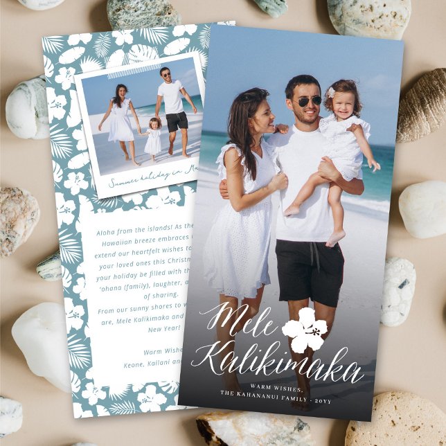 Mele Kalikimaka Script Modern Christmas Photo Holiday Card (Creator Uploaded)