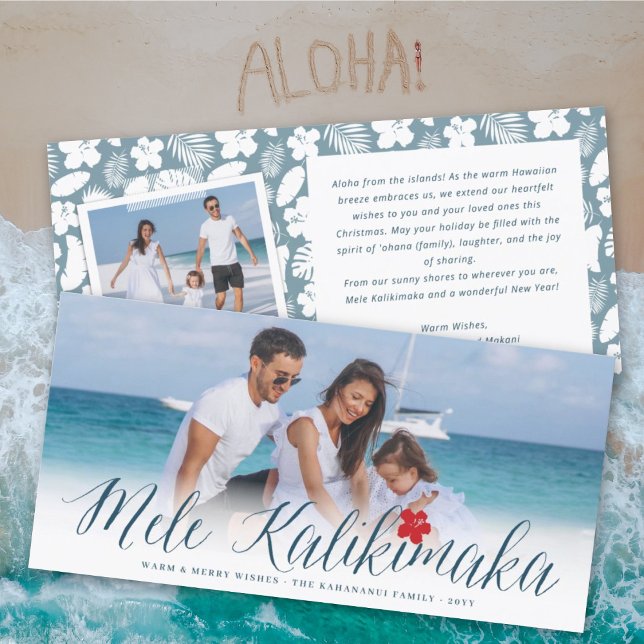 Mele Kalikimaka Script Modern Christmas Photo Holiday Card (Creator Uploaded)