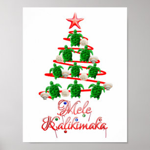 Mele Kalikimaka Sea Turtles Poster