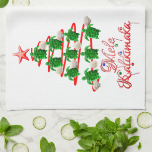 Mele Kalikimaka Sea Turtles Tea Towel