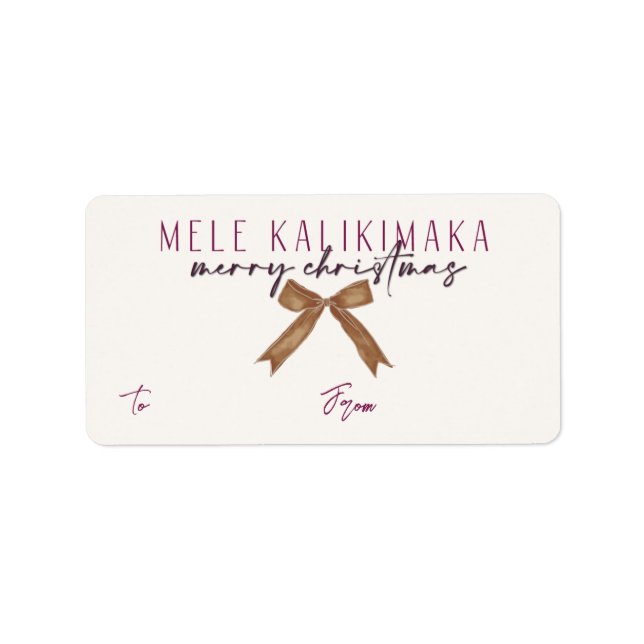 Mele Kalikimaka, Sugar Plum Gift Label (Front)