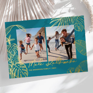 Mele Kalikimaka Teal Photo Collage Christmas