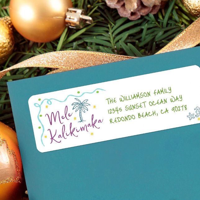 Mele Kalikimaka Teal Purple Green Doodles Address (Creator Uploaded)