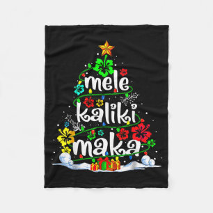 Mele Kalikimaka Trocal Christmas Hawaiian Santa Xm Fleece Blanket