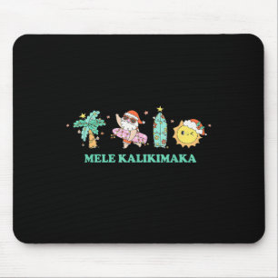 Mele Kalikimaka Trocal Palm Tree Santa Surfing Haw Mouse Pad