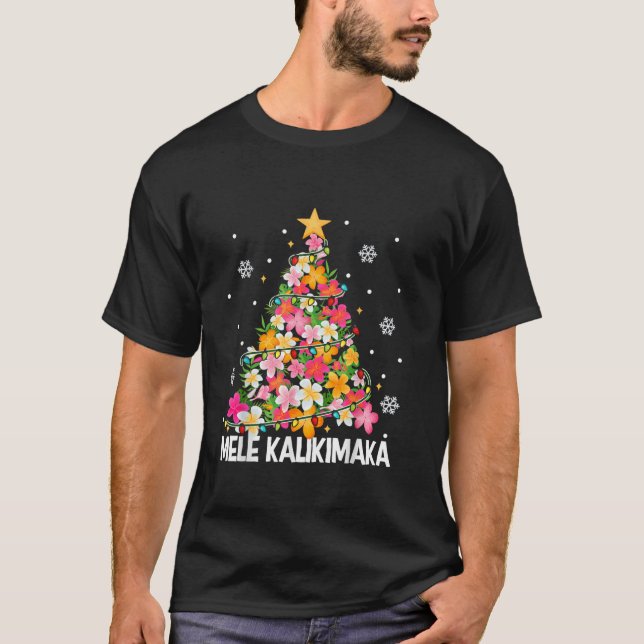 Mele Kalikimaka Tropical Christmas Hawaiian Santa  T-Shirt (Front)