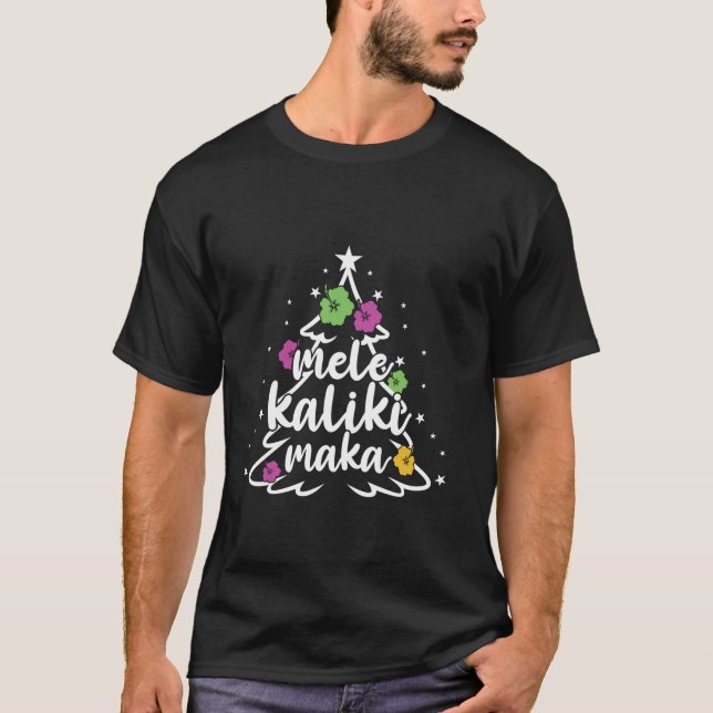 Mele Kalikimaka Tropical Christmas Hawaiian Santa  T-Shirt (Front)