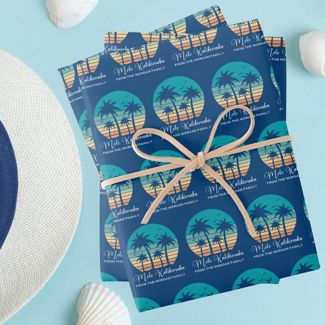 Mele Kalikimaka Tropical Custom Beach Christmas Wrapping Paper Sheet (Creator Uploaded)