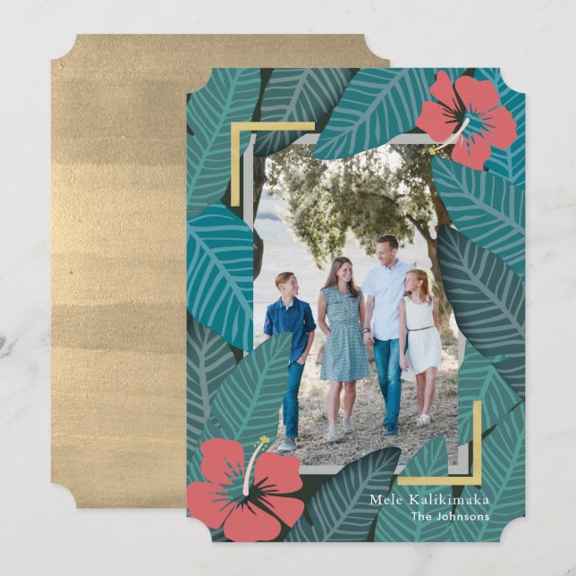 Mele Kalikimaka Tropical Jungle Photo Holiday Card (Front/Back)