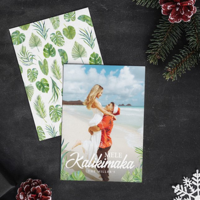 Mele Kalikimaka Tropical Palm Christmas Photo Holiday Card (Creator Uploaded)