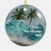 Mele Kalikimaka Tropical Snow Globe Ornament