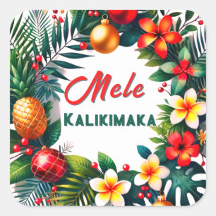 Mele Kalikimaka -Tropical  Xmas Square Sticker
