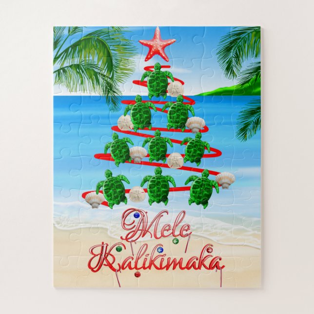 Mele Kalikimaka Turtles Jigsaw Puzzle (Vertical)