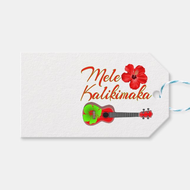 Mele Kalikimaka Ukulele Gift Tags (Front (Horizontal))