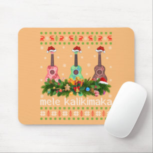 Mele Kalikimaka Ukulele Guitar Gift Ugly Ukulele Mouse Pad
