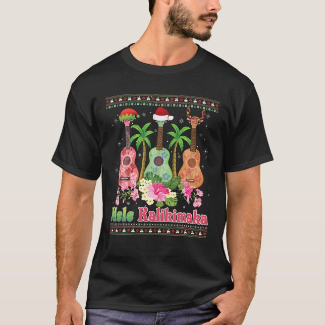 Mele Kalikimaka Ukulele Guitar Mery Christmas Swea T-Shirt (Front)