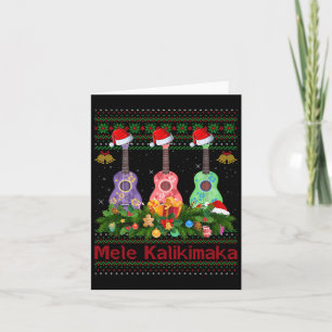 Mele Kalikimaka Ukulele Guitar Ugly Xmas Sweaters Card