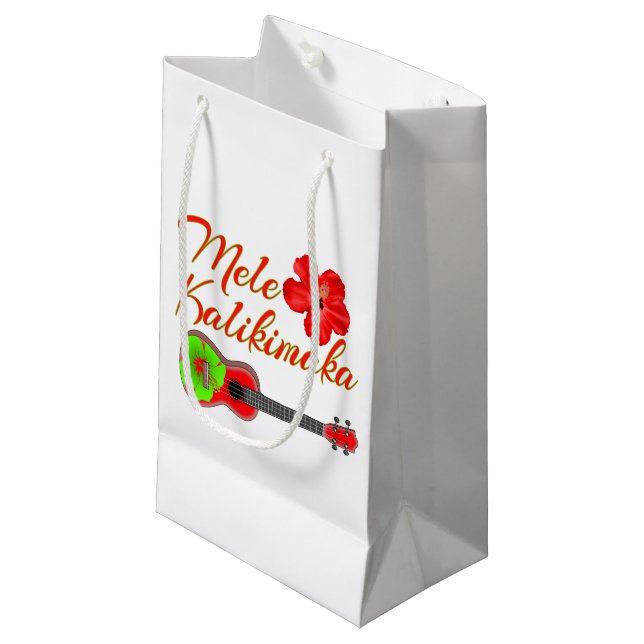 Mele Kalikimaka Ukulele Small Gift Bag (Front Angled)