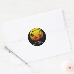 Mele Kalikimaka Vintage Christmas Santa Reindeers Classic Round Sticker