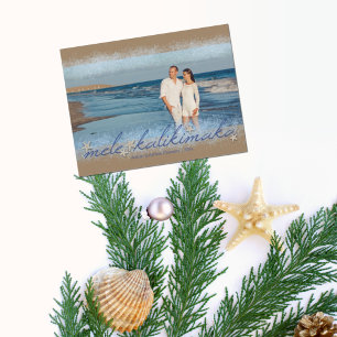 Mele Kalikimaka w/ Starfish Script Christmas Photo Postcard