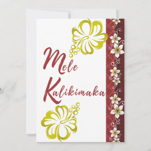Mele Kalikimaka with Golden Hibiscus Greeting Card