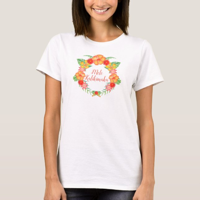 Mele Kalikimaka with Hibiscus T-Shirt (Front)